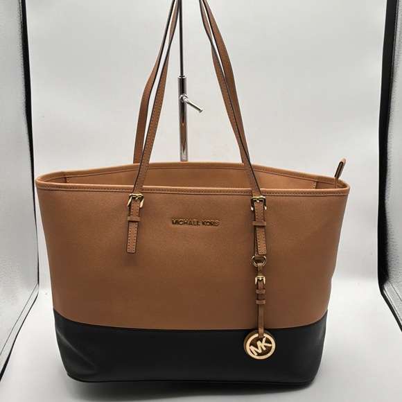 Michael Kors Handbags - Michael Kors Tan and Black Leather Tote
